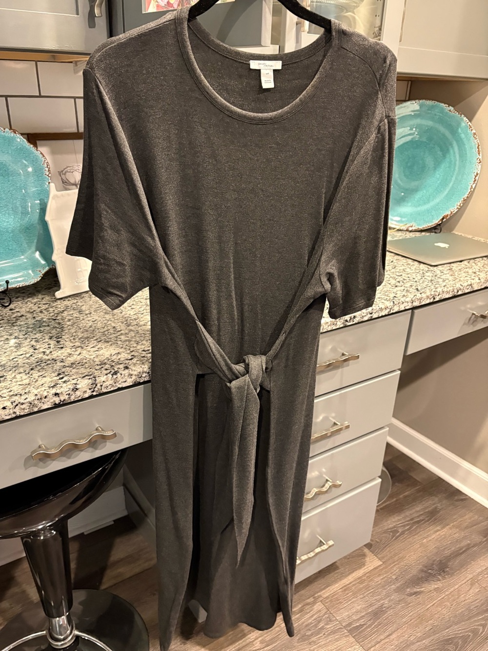 Daily Ritual Charcoal Tie-Front Midi Dress